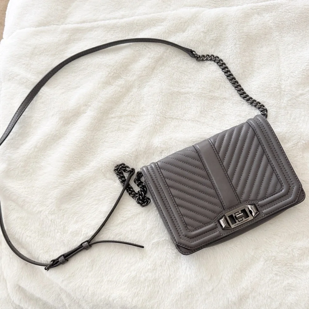 REBECCA MINKOFF Small Grey Love Crossbody purse handbag